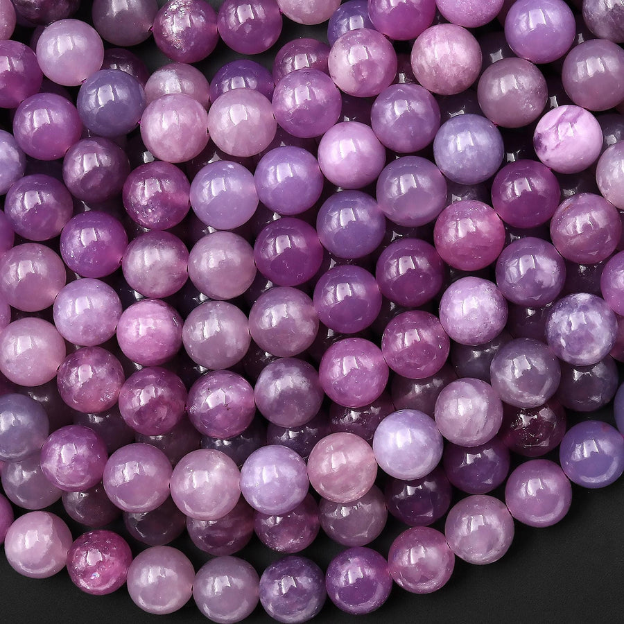 AAA Natural Lilac Mica Lepidolite 6mm 8mm 10mm Smooth Round Beads 15.5" Strand