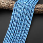Faceted Blue Turquoise Jasper 4mm Heishi Rondelle Beads Aka Dyed Sleeping Beauty 15.5" Strand