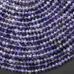 Faceted Natural Blue Iolite 5mm Rondelle Beads 15.5" Strand