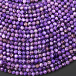 AAA Faceted Genuine Natural Russian Purple Charoite 4mm Round Beads Gemstone 15.5" Strand B4940