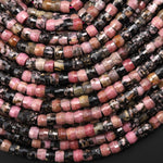 AAA Faceted Natural Rhodonite Beads Heishi Rondelle 15.5" Strand