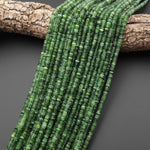 AAA Faceted Natural Russian Jade 4mm Thin Rondelle Beads Green Gemstone 15.5" Strand