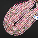 Spring Pastel Harmony Mix - Multi-Color Gemstone 6mm Thin Smooth Rondelle Quartz Jade Green Peach Pink Beads 15.5" Strand
