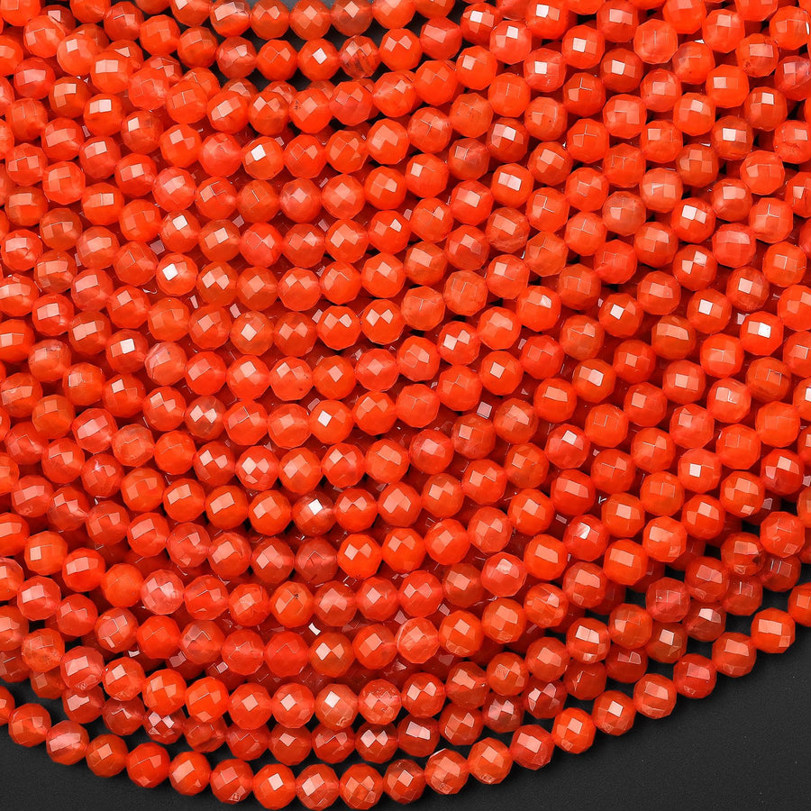 AAA Faceted Natural Red Moroccan Agate 4mm Round Beads 15.5" Strand