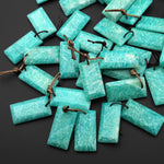 Natural Peruvian Amazonite Earring Pair Faceted Rectangle Tile Matched Gemstone Beads