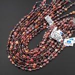 AAA Faceted Natural Spessartine Garnet in Rhodonite Beads 8mm Heart Gemstone 15.5" Strand