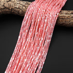 Iridescent Pink Mother of Pearl 3x5mm Tube Cylinder Beads 15.5" Strand