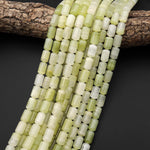 AAA Natural Mint Green Calcite Barrel Cylinder Beads 7x12mm Aka Afghanistan Jade 15.5" Strand