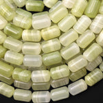 AAA Natural Mint Green Calcite Barrel Cylinder Beads 7x12mm Aka Afghanistan Jade 15.5" Strand