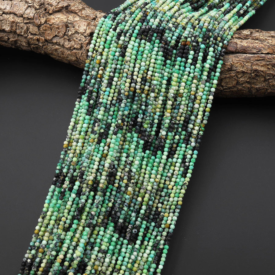 Natural Nevada Variscite 2mm Round Beads 15.5" Strand
