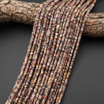 AAA Faceted Natural Leopard Skin Jasper 4mm Heishi Rondelle Beads Gemstone 15" Strand