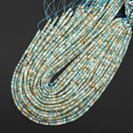 AAA Faceted Natural Amazonite Heishi Rondelle Beads 15.5" Strand
