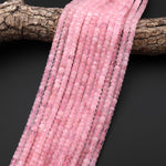 AAA Faceted Natural Pink Rose Quartz Heishi Rondelle Beads 6mm 15" Strand
