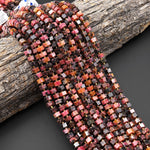 AAA Faceted Natural Spessartine Garnet in Rhodonite Beads 8mm hexagon Heishi Rondelle 15.5" Strand