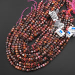 AAA Faceted Natural Spessartine Garnet in Rhodonite Beads 8mm hexagon Heishi Rondelle 15.5" Strand