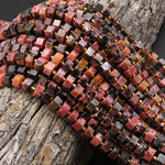 AAA Faceted Natural Spessartine Garnet in Rhodonite Beads 8mm hexagon Heishi Rondelle 15.5" Strand