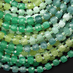 Whispering Canopy Jade Faceted 6mm Cube Beads Soothing Green Gemstone 15.5" Strand