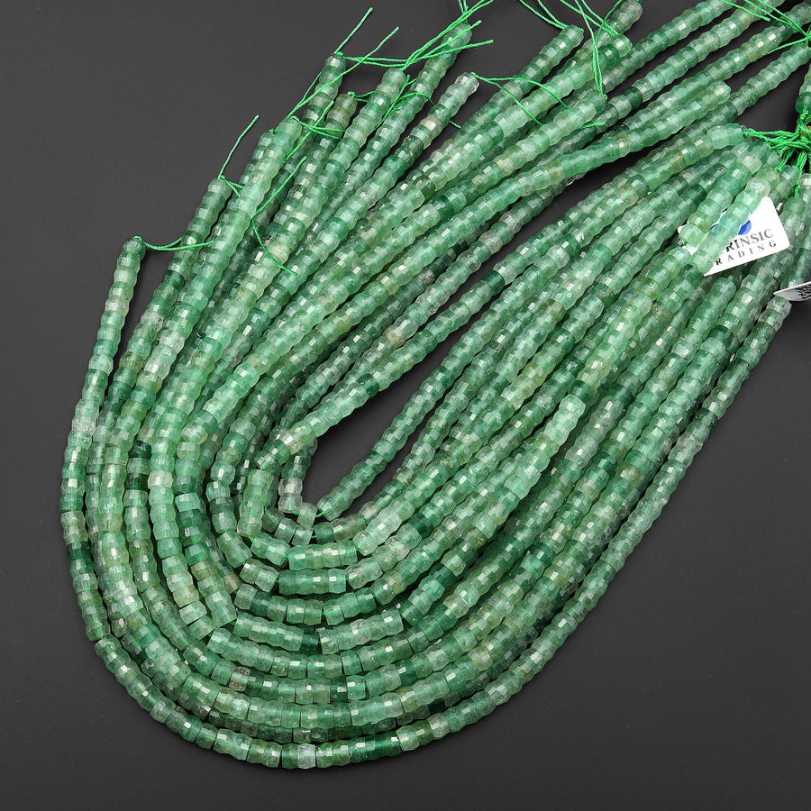AAA Faceted Natural African Green Chalcedony Beads 6mm Heishi Rondelle 15.5" Strand