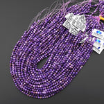 AAA Faceted Genuine Natural Russian Purple Charoite 4mm Round Beads Gemstone 15.5" Strand B4940