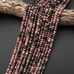 AAA Faceted Natural Rhodonite Beads Heishi Rondelle 15.5" Strand