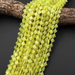 4 Four Leaf Clover Beads Natural Chartreuse Jade Carved Faceted 8mm Flower Gemstone 15.5" Strand