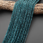 Natural Paraiba Blue Tourmaline Faceted 2mm 2.5mm Round Beads Indicolite Gemstone 15.5" Strand