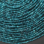 Natural Paraiba Blue Tourmaline Faceted 2mm 2.5mm Round Beads Indicolite Gemstone 15.5" Strand