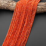 AAA Faceted Natural Red Moroccan Agate 4mm Round Beads 15.5" Strand