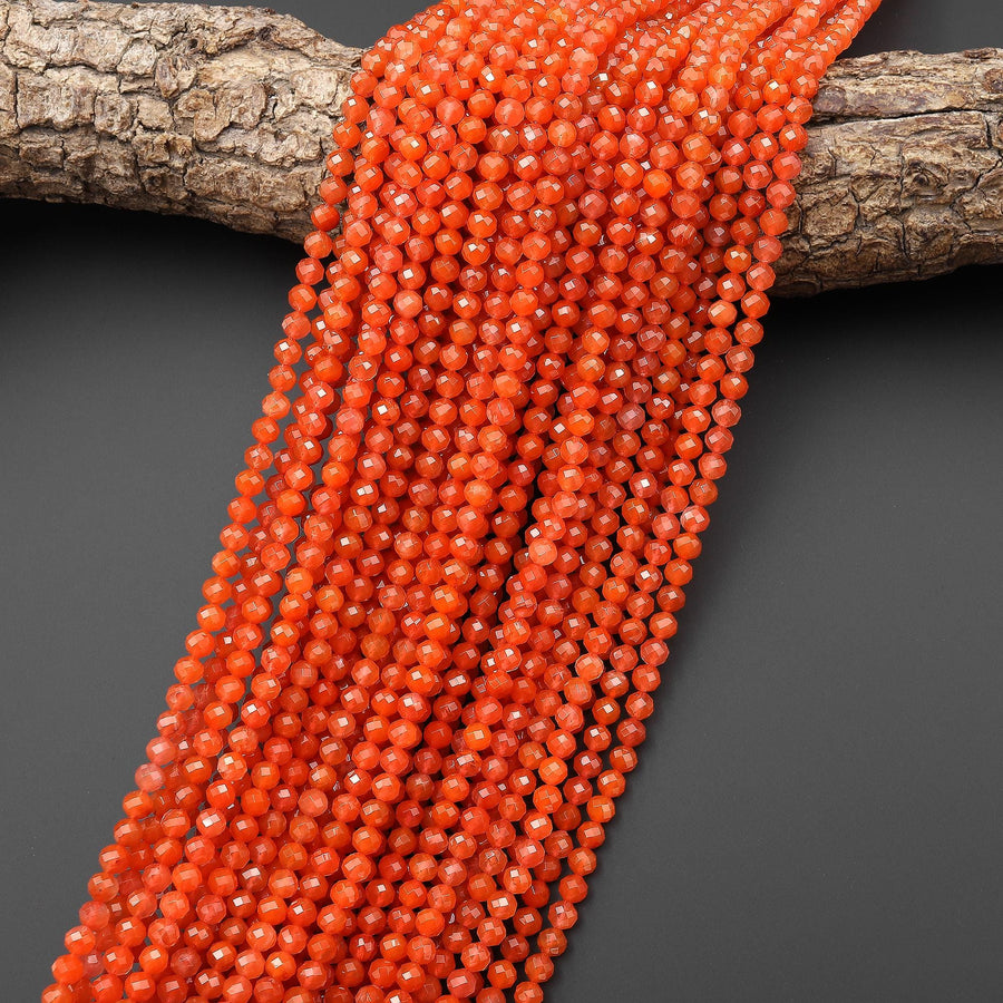 AAA Faceted Natural Red Moroccan Agate 4mm Round Beads 15.5" Strand