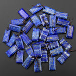 Natural Blue Lapis Earring Pair Faceted Rectangle Tile Matched Gemstone Beads
