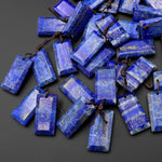 Natural Blue Lapis Earring Pair Faceted Rectangle Tile Matched Gemstone Beads