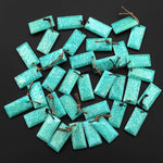 Natural Peruvian Amazonite Earring Pair Faceted Rectangle Tile Matched Gemstone Beads