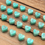 AAA Laser Engraved Drilled Natural Peruvian Sea Blue Green Amazonite Heart Beads 8mm Choose from 26 Alphabet Letters Name Initial