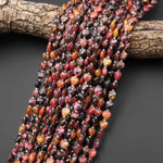 AAA Faceted Natural Spessartine Garnet in Rhodonite Beads 8mm Heart Gemstone 15.5" Strand