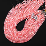 Iridescent Pink Mother of Pearl 3x5mm Tube Cylinder Beads 15.5" Strand