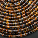 AAA Natural Brown Blue Tiger's Eye 4mm 6mm Heishi Beads 15.5" Strand