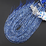 AAA Natural Silvery Blue Kyanite Faceted 4mm Cube Beads Gemstone 15.5" Strand