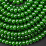 Green Taiwan Jade Smooth Rondelle 8mm Beads 15.5" Strand
