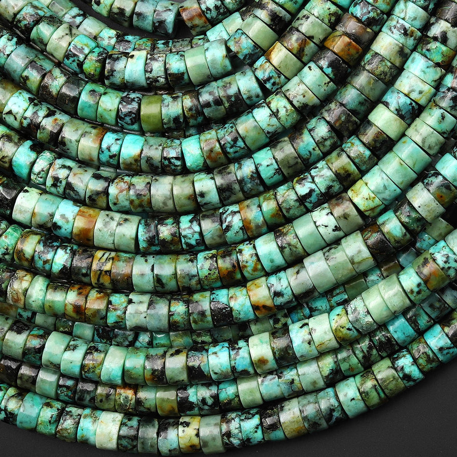 AAA Natural Blue Green African Turquoise Heishi Beads 4mm 6mm 8mm Gemstone 15.5" Strand