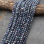 AAA Genuine Natural Peacock Freshwater Pearl Teal Violet Green Silver Blue 7mm 8mm Center Drilled Nugget Button Pearl 14" Strand