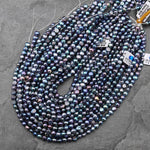AAA Genuine Natural Peacock Freshwater Pearl Teal Violet Green Silver Blue 7mm 8mm Center Drilled Nugget Button Pearl 14" Strand