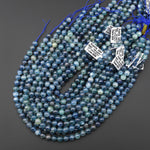 AAA Genuine Natural Silvery Blue Kyanite 5mm 6mm 7mm 8mm 9mm 10mm 11mm 12mm Smooth Round Beads 15.5" Strand