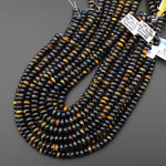 AAA Natural Blue Golden Brown Tiger's Eye Beads 8mm Smooth Rondelle 15.5" Strand