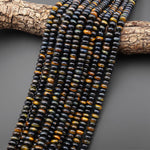 AAA Natural Blue Golden Brown Tiger's Eye Beads 8mm Smooth Rondelle 15.5" Strand