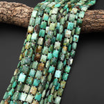 Faceted Natural Chrysocolla Rectangle Cushion 8x10mm Beads 15.5" Strand