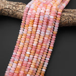 Cherry Blossom Dawn - Multi-Color Aquamarine Morganite Jade Rondelle 6mm 8mm Beads 15.5" Strand