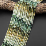 Faceted Natural Multicolor Yellow Green Jadeite 2mm Cube Beads Ombre Gemstone 15.5" Strand