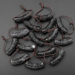 Hand Carved Natural Smoky Dark Gray Guatemalan Jade Curved Crescent Arc Pendant