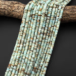Faceted Natural Blue Hemimorphite Heishi Rondelle Beads 6mm 15" Strand