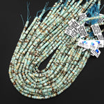 Faceted Natural Blue Hemimorphite Heishi Rondelle Beads 6mm 15" Strand